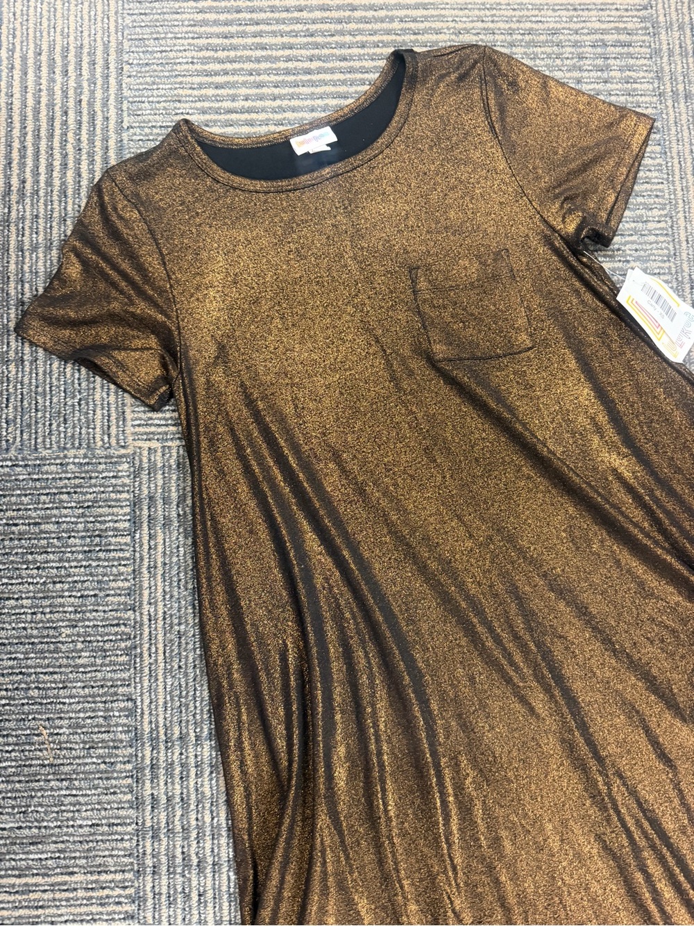 NWT LuLaRoe Carly Elegant Holiday Metallic Bronze Copper High-Low Dress Sz XS